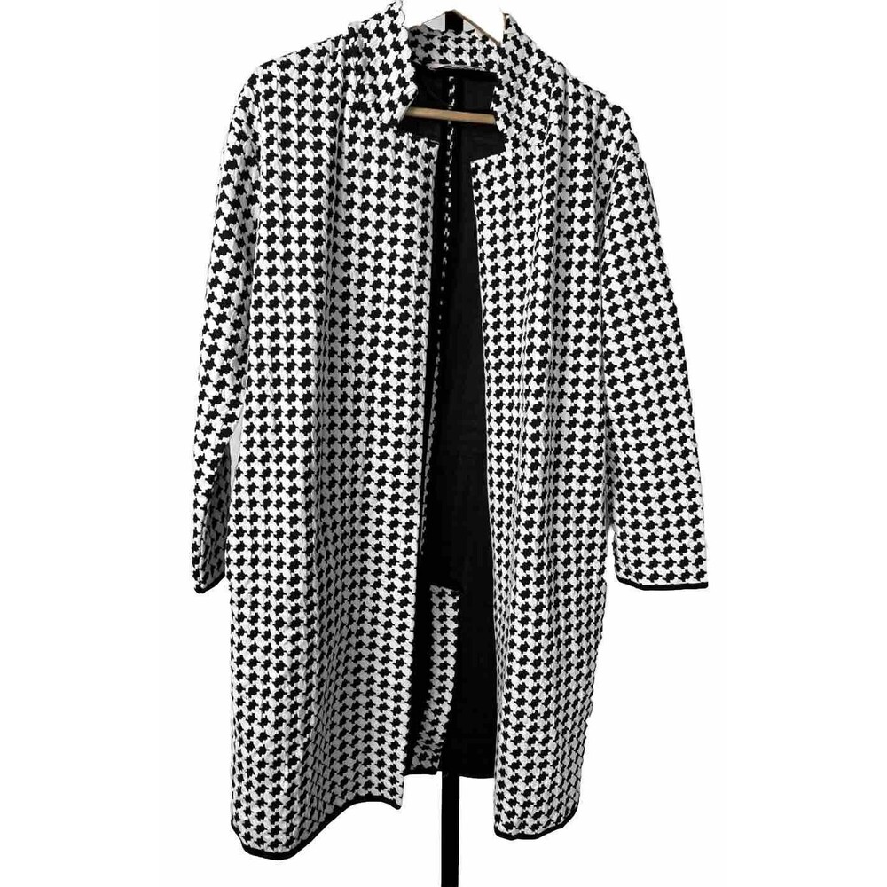 Philosophy Republic Coat‎ Open Jacket Houndstooth B/W Medium Classic Preppy